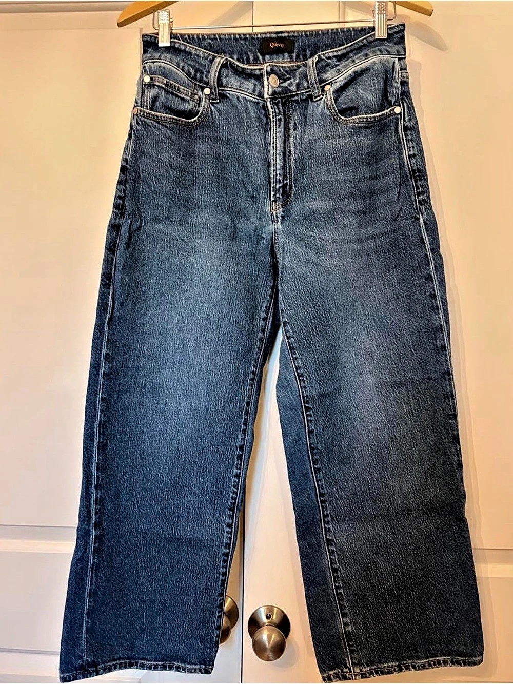 Quince Bella Stretch Straight Jeans Wide Leg Jeans in Blue Waist 29 Like New